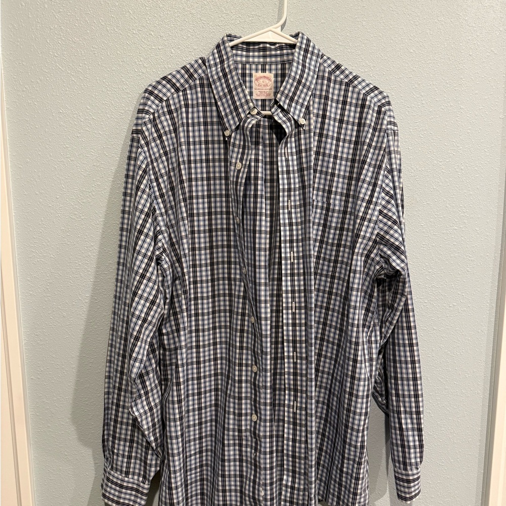 Brooks Brothers Navy and White Plaid Shirt